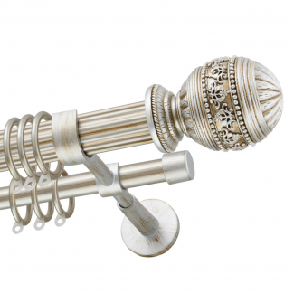 Декоративный карниз для штор Рафаэлло, двухрядный 33/19 мм, серебро, длина 300 см