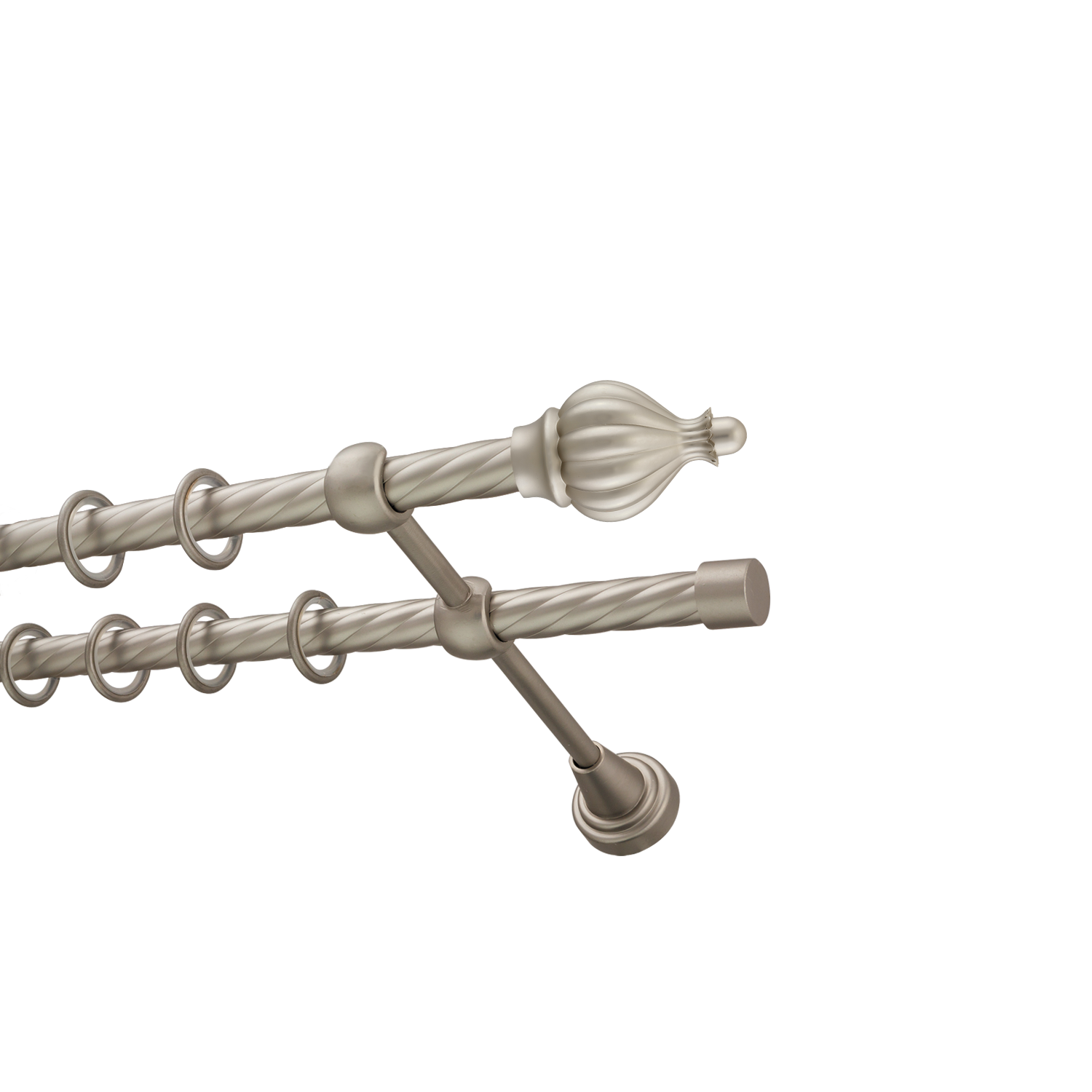 Металлический карниз для штор Афродита, двухрядный 16/16 мм, сталь, витая штанга, длина 180 см