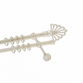 Металлический карниз для штор Бутик, двухрядный 16/16 мм, белый, гладкая штанга, длина 160 см
