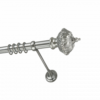 Металлический карниз для штор Турандот, однорядный 28 мм, серебро, универсальная штанга, длина 160 см