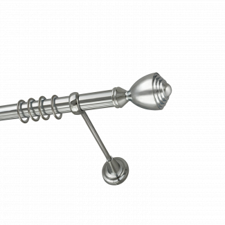 Металлический карниз для штор Фаворит, однорядный 28 мм, серебро, универсальная штанга, длина 180 см
