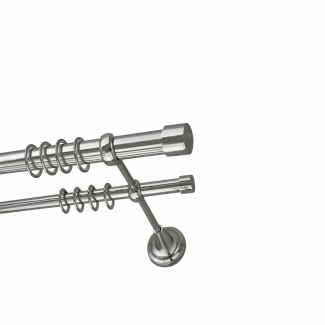 Металлический карниз для штор Заглушка, двухрядный 28/16 мм, серебро, универсальная штанга, длина 200 см