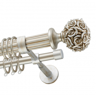Декоративный карниз для штор Романтик, двухрядный 33/19 мм, серебро, длина 160 см