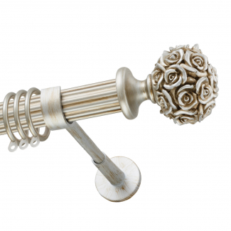 Декоративный карниз для штор Романтик, однорядный 33 мм, серебро, длина 160 см