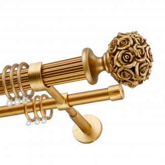 Декоративный карниз для штор Романтик, двухрядный 33/19 мм, золото антик, длина 160 см