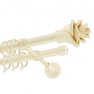 Декоративный карниз для штор Прима, двухрядный 19/19 мм, слоновая кость, длина 180 см