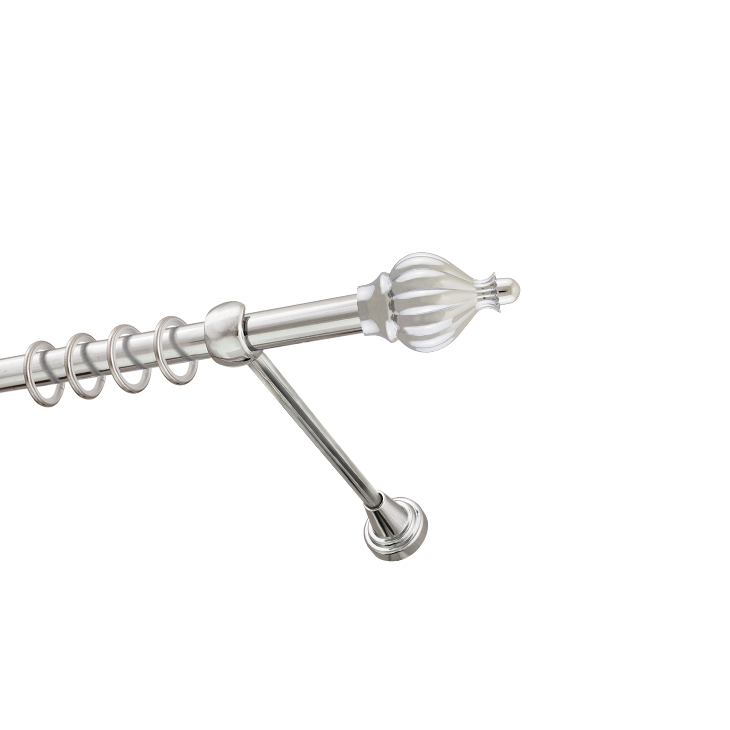 Металлический карниз для штор Афродита, однорядный 16 мм, серебро, гладкая штанга, длина 200 см