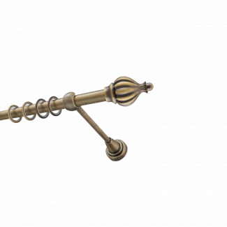 Металлический карниз для штор Афродита, однорядный 16 мм, бронза, гладкая штанга, длина 180 см