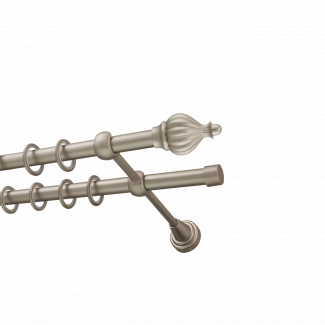 Металлический карниз для штор Афродита, двухрядный 16/16 мм, сталь, гладкая штанга, длина 180 см