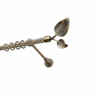 Металлический карниз для штор Тропик, однорядный 16 мм, бронза, витая штанга, длина 240 см