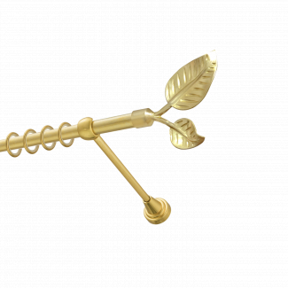 Металлический карниз для штор Тропик, однорядный 16 мм, золото, гладкая штанга, длина 140 см