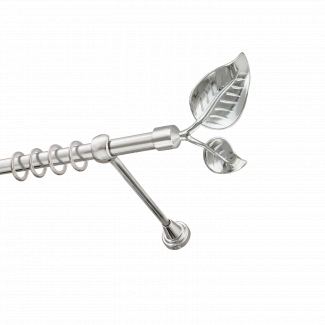 Металлический карниз для штор Тропик, однорядный 16 мм, серебро, гладкая штанга, длина 180 см