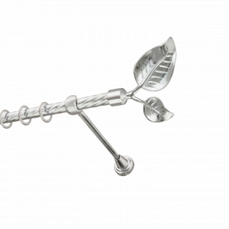 Металлический карниз для штор Тропик, однорядный 16 мм, серебро, витая штанга, длина 160 см