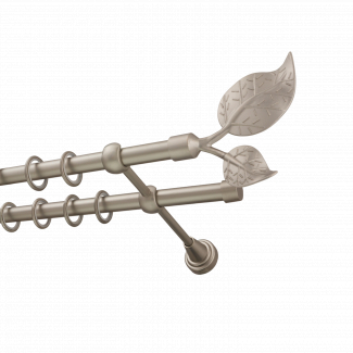 Металлический карниз для штор Тропик, двухрядный 16/16 мм, сталь, гладкая штанга, длина 200 см