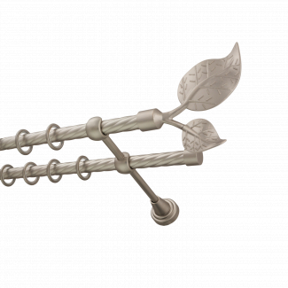 Металлический карниз для штор Тропик, двухрядный 16/16 мм, сталь, витая штанга, длина 140 см