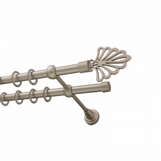 Металлический карниз для штор Бутик, двухрядный 16/16 мм, сталь, гладкая штанга, длина 140 см
