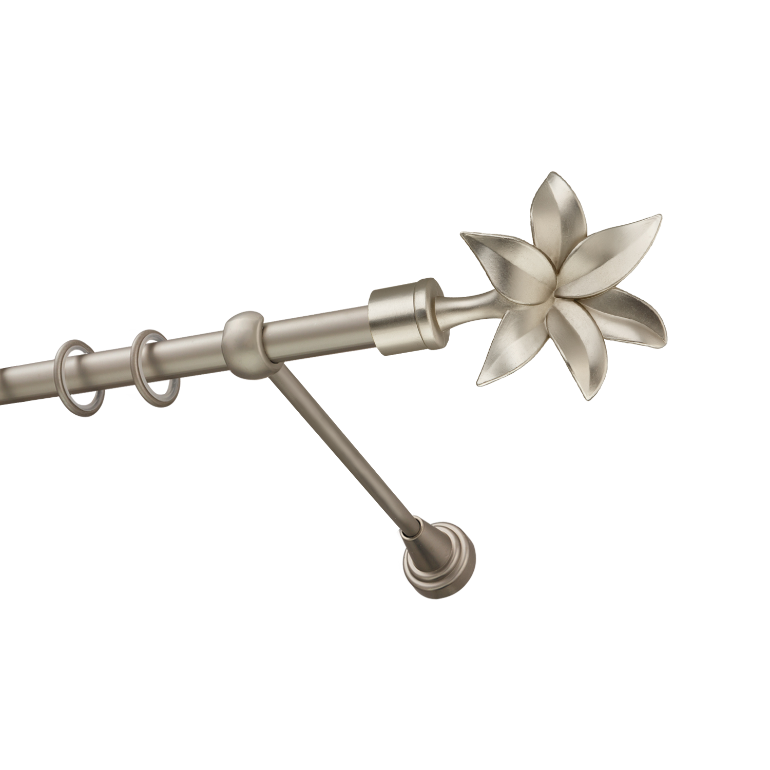Металлический карниз для штор Магнолия, однорядный 16 мм, сталь, гладкая штанга, длина 180 см - фото Wikidecor.ru