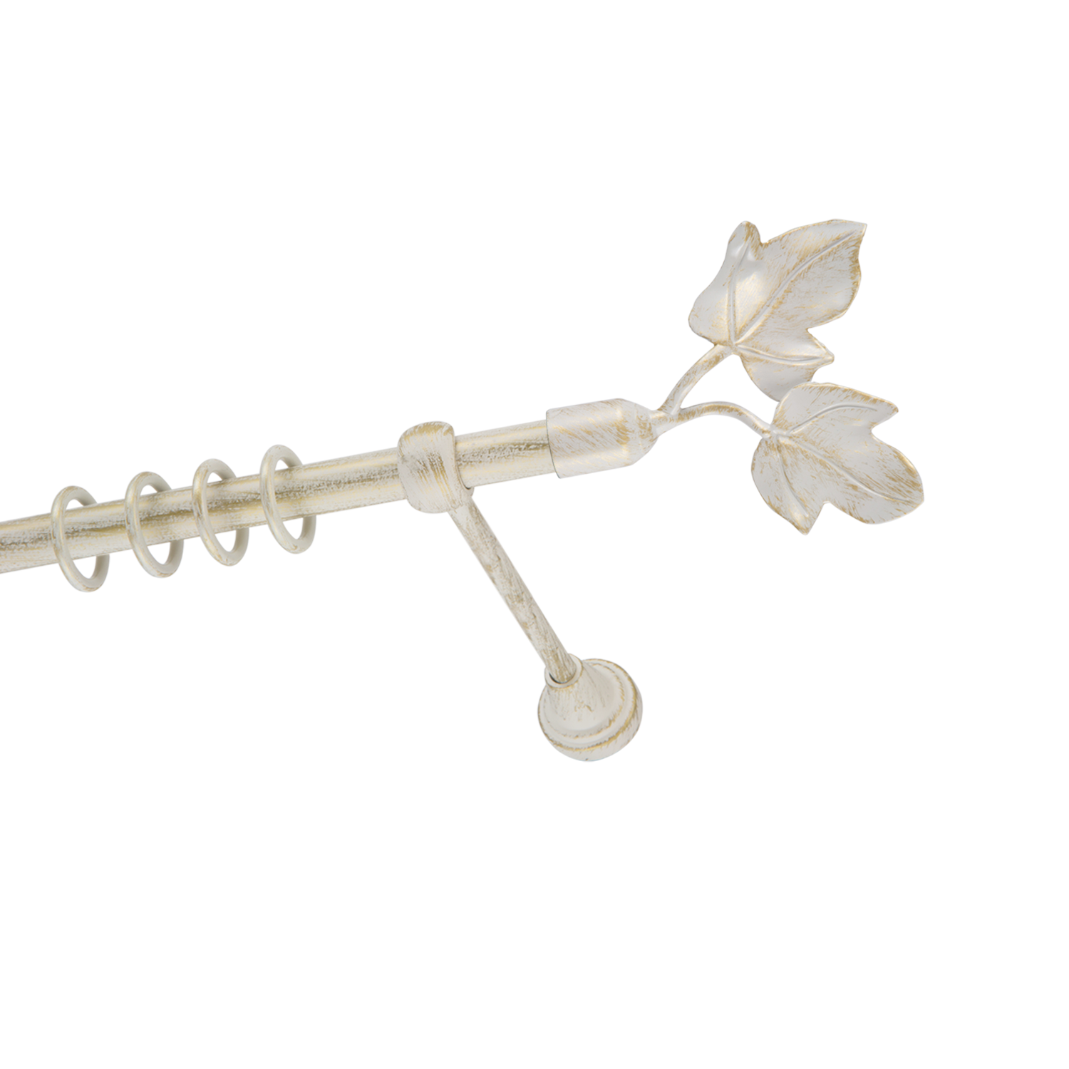 Металлический карниз для штор Листья, однорядный 16 мм, белый, гладкая штанга, длина 180 см - фото Wikidecor.ru