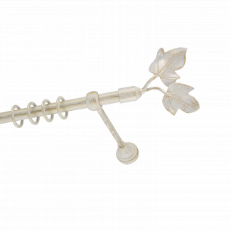 Металлический карниз для штор Листья, однорядный 16 мм, белый, гладкая штанга, длина 240 см