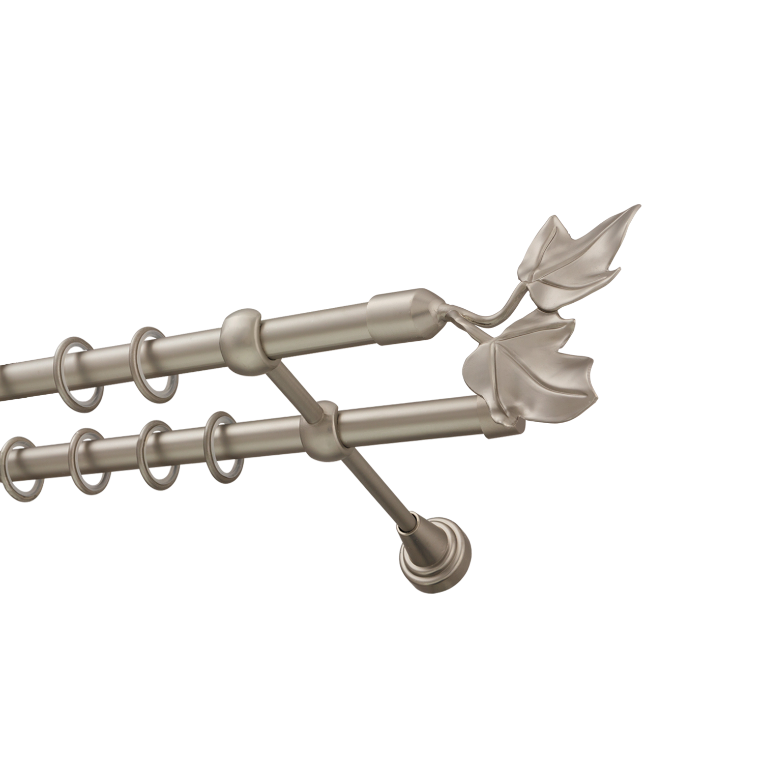 Металлический карниз для штор Листья, двухрядный 16/16 мм, сталь, гладкая штанга, длина 300 см - фото Wikidecor.ru