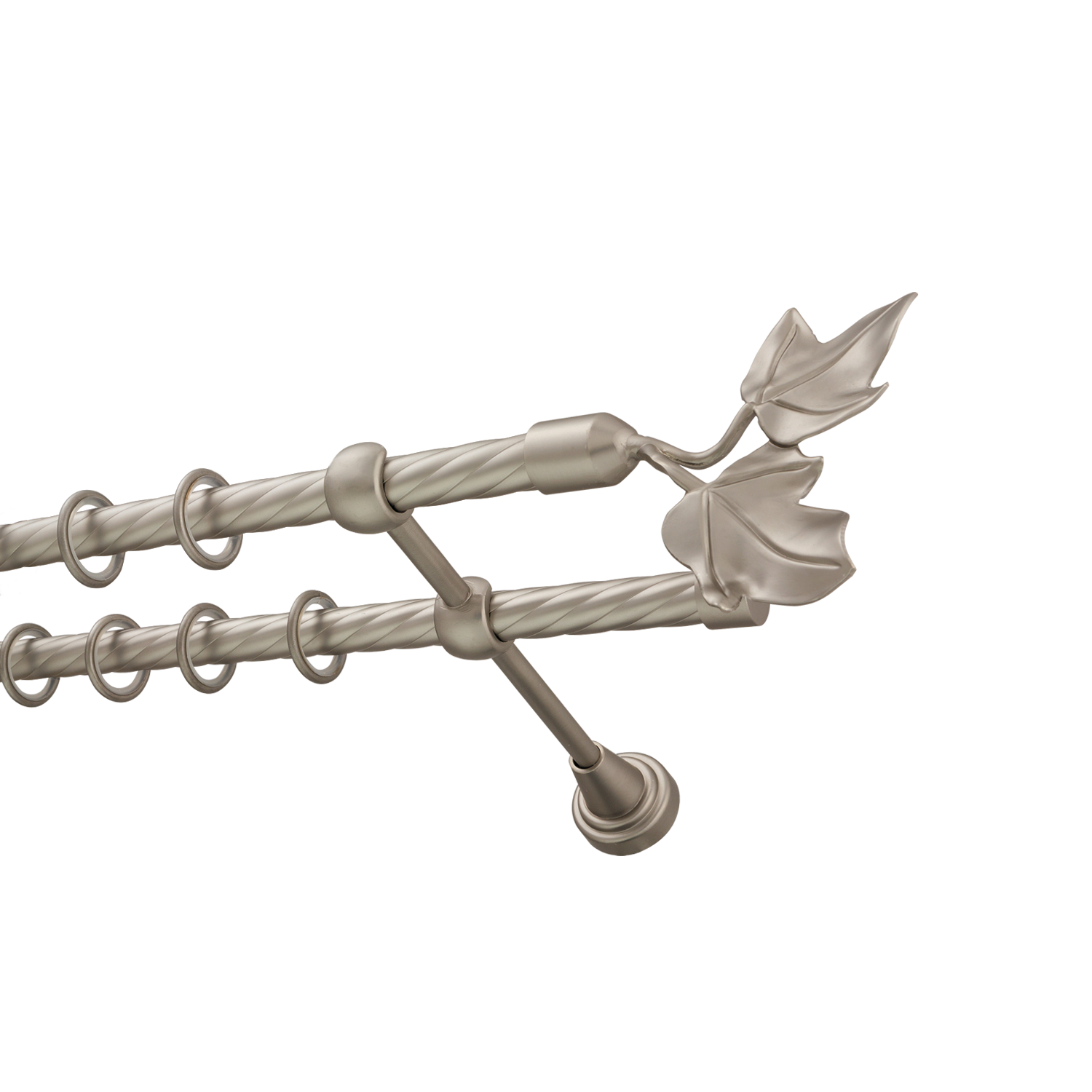 Металлический карниз для штор Листья, двухрядный 16/16 мм, сталь, витая штанга, длина 200 см - фото Wikidecor.ru