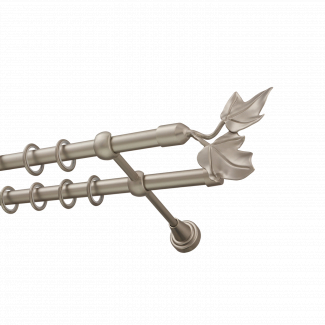 Металлический карниз для штор Листья, двухрядный 16/16 мм, сталь, гладкая штанга, длина 140 см