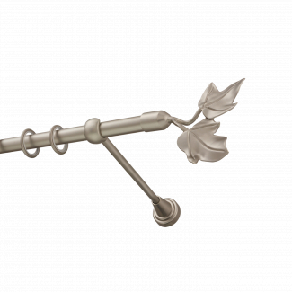 Металлический карниз для штор Листья, однорядный 16 мм, сталь, гладкая штанга, длина 160 см