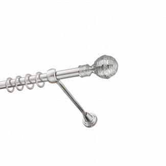 Металлический карниз для штор Роял, однорядный 16 мм, серебро, гладкая штанга, длина 160 см