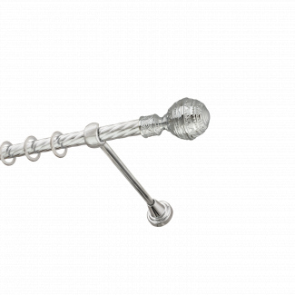 Металлический карниз для штор Роял, однорядный 16 мм, серебро, витая штанга, длина 160 см
