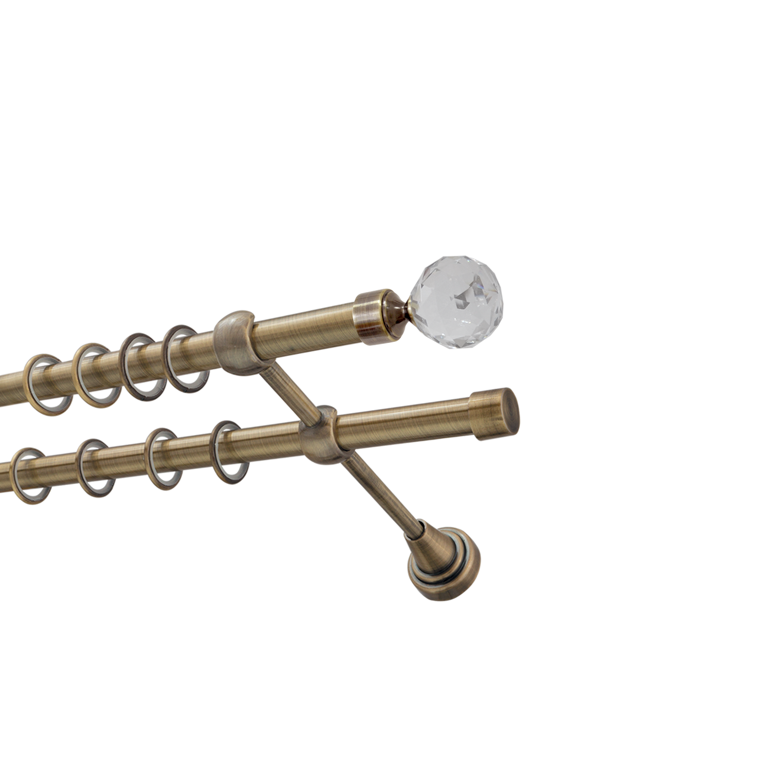 Металлический карниз для штор Карат, двухрядный 16/16 мм, бронза, гладкая штанга, длина 240 см - фото Wikidecor.ru