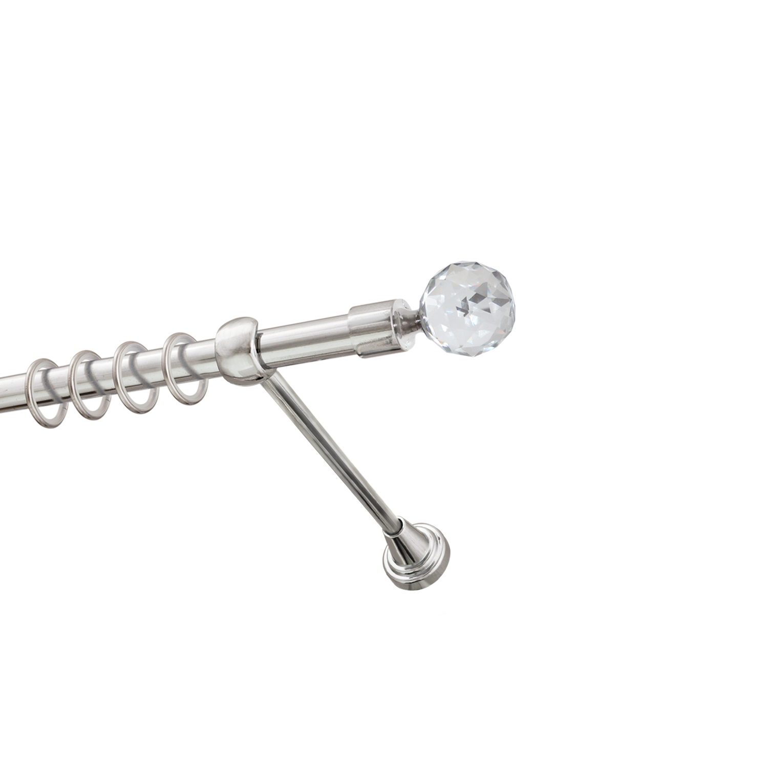 Металлический карниз для штор Карат, однорядный 16 мм, серебро, гладкая штанга, длина 160 см - фото Wikidecor.ru
