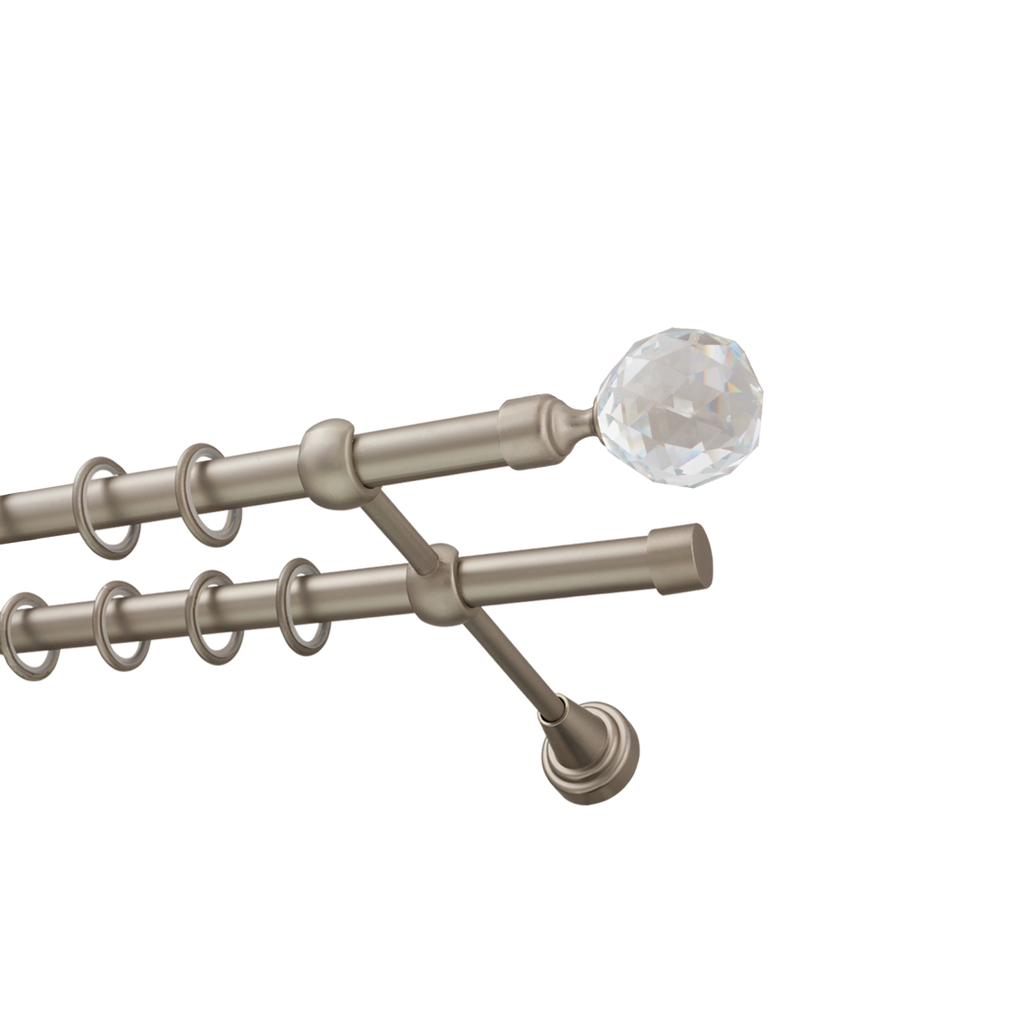 Металлический карниз для штор Карат, двухрядный 16/16 мм, сталь, гладкая штанга, длина 180 см - фото Wikidecor.ru
