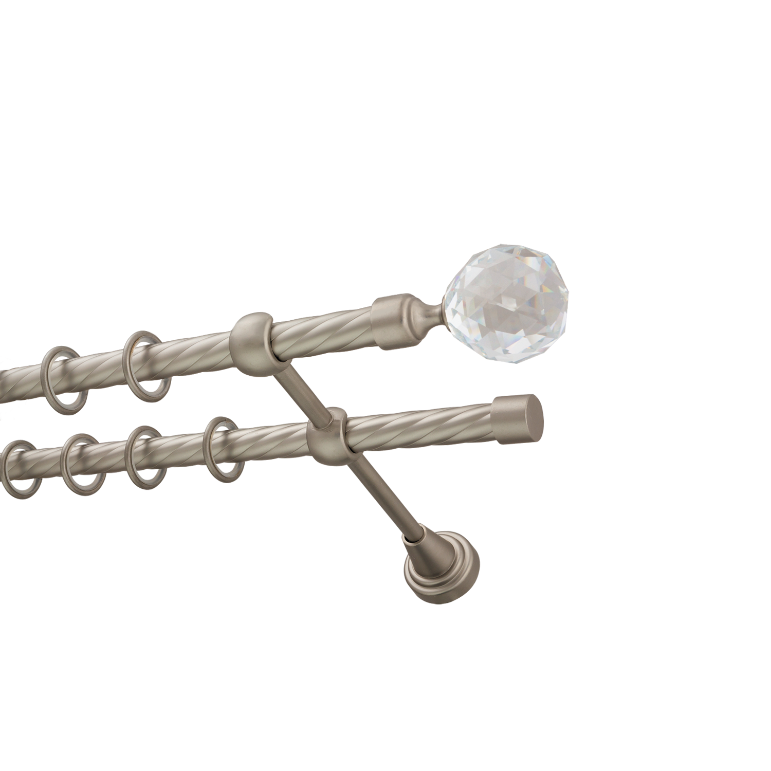 Металлический карниз для штор Карат, двухрядный 16/16 мм, сталь, витая штанга, длина 160 см - фото Wikidecor.ru