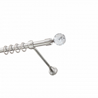 Металлический карниз для штор Карат, однорядный 16 мм, серебро, гладкая штанга, длина 160 см