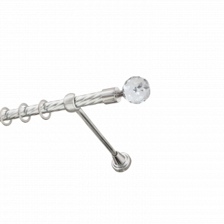 Металлический карниз для штор Карат, однорядный 16 мм, серебро, витая штанга, длина 160 см