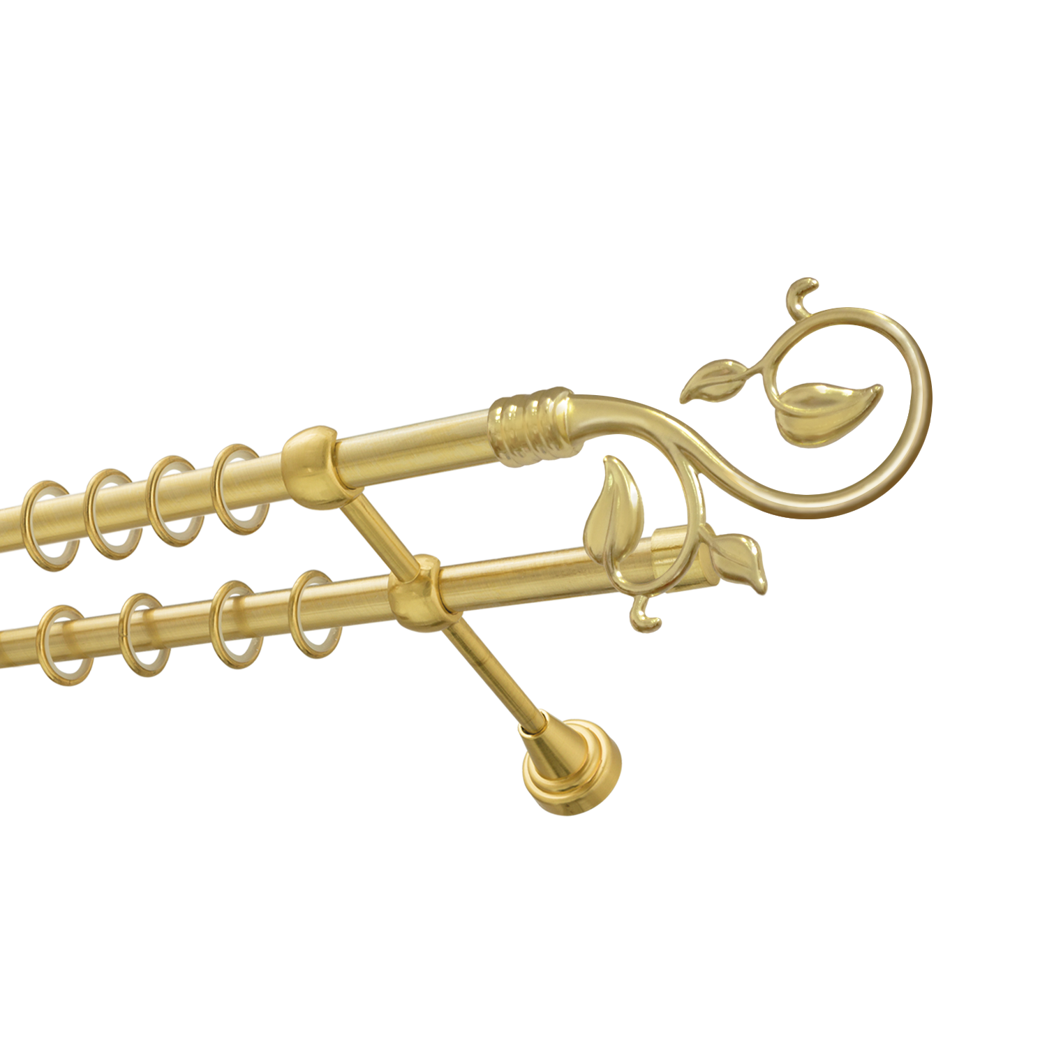Металлический карниз для штор Амели, двухрядный 16/16 мм, золото, гладкая штанга, длина 140 см