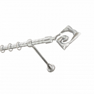 Металлический карниз для штор Крокус, однорядный 16 мм, серебро, витая штанга, длина 240 см