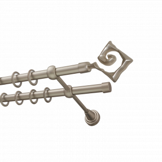 Металлический карниз для штор Крокус, двухрядный 16/16 мм, сталь, гладкая штанга, длина 180 см