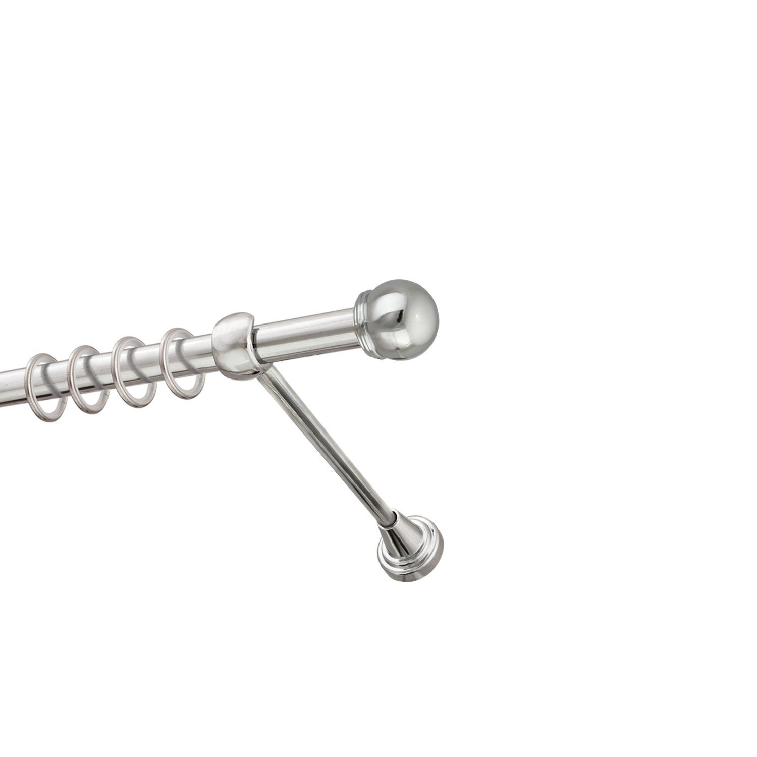 Металлический карниз для штор Вива, однорядный 16 мм, серебро, гладкая штанга, длина 180 см - фото Wikidecor.ru