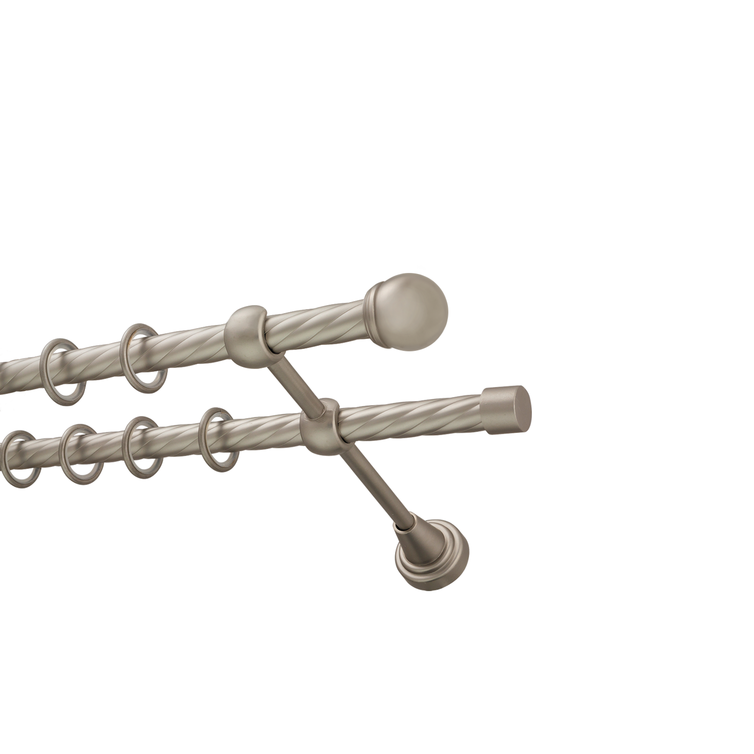 Металлический карниз для штор Вива, двухрядный 16/16 мм, сталь, витая штанга, длина 160 см - фото Wikidecor.ru