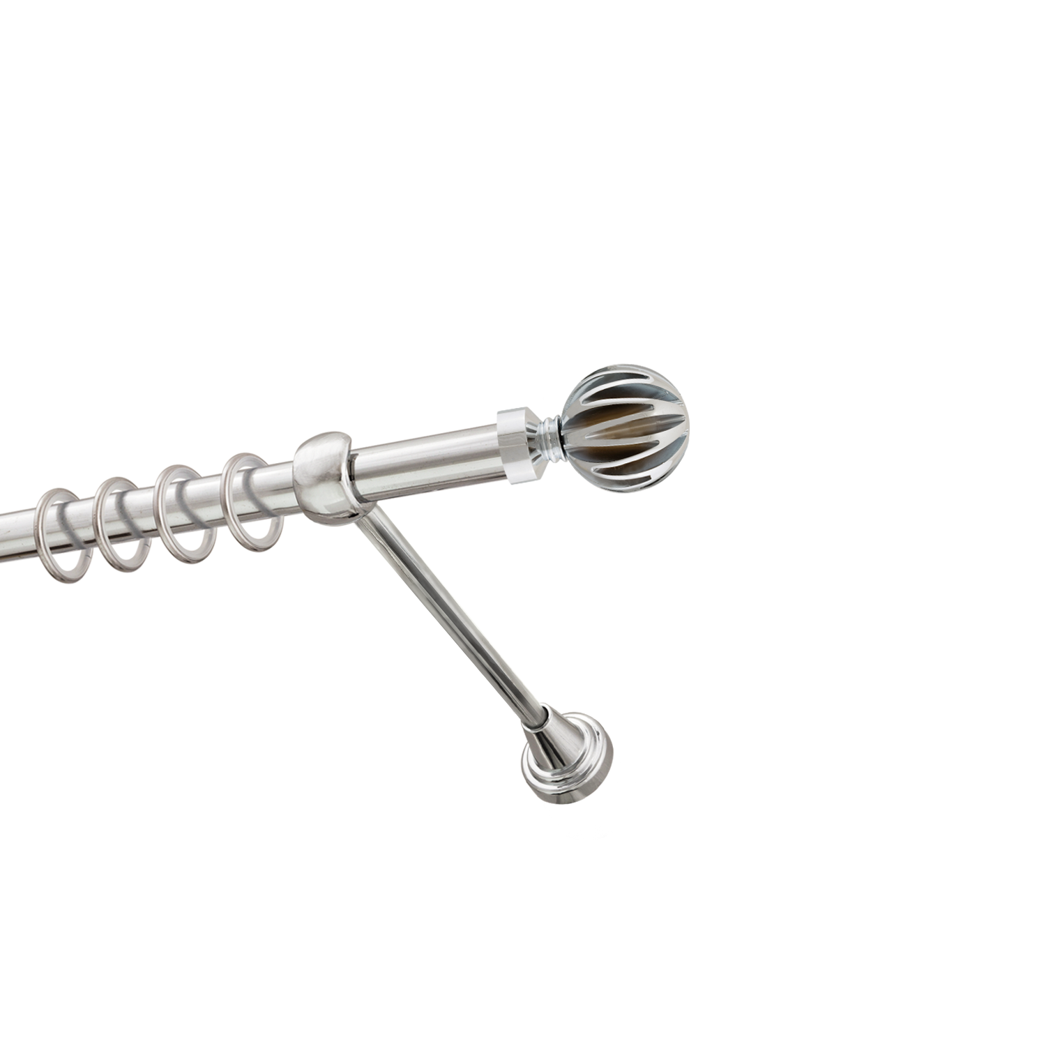 Металлический карниз для штор Шафран, однорядный 16 мм, серебро, гладкая штанга, длина 200 см - фото Wikidecor.ru