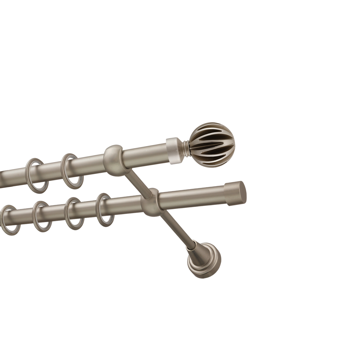 Металлический карниз для штор Шафран, двухрядный 16/16 мм, сталь, гладкая штанга, длина 200 см - фото Wikidecor.ru