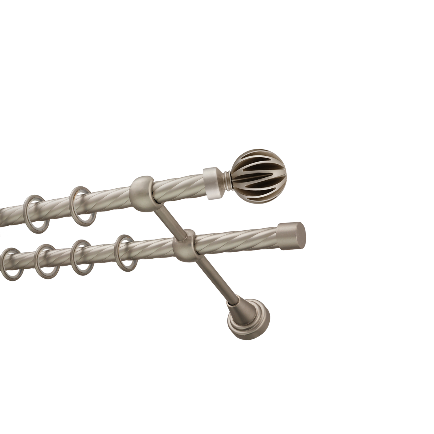 Металлический карниз для штор Шафран, двухрядный 16/16 мм, сталь, витая штанга, длина 240 см - фото Wikidecor.ru