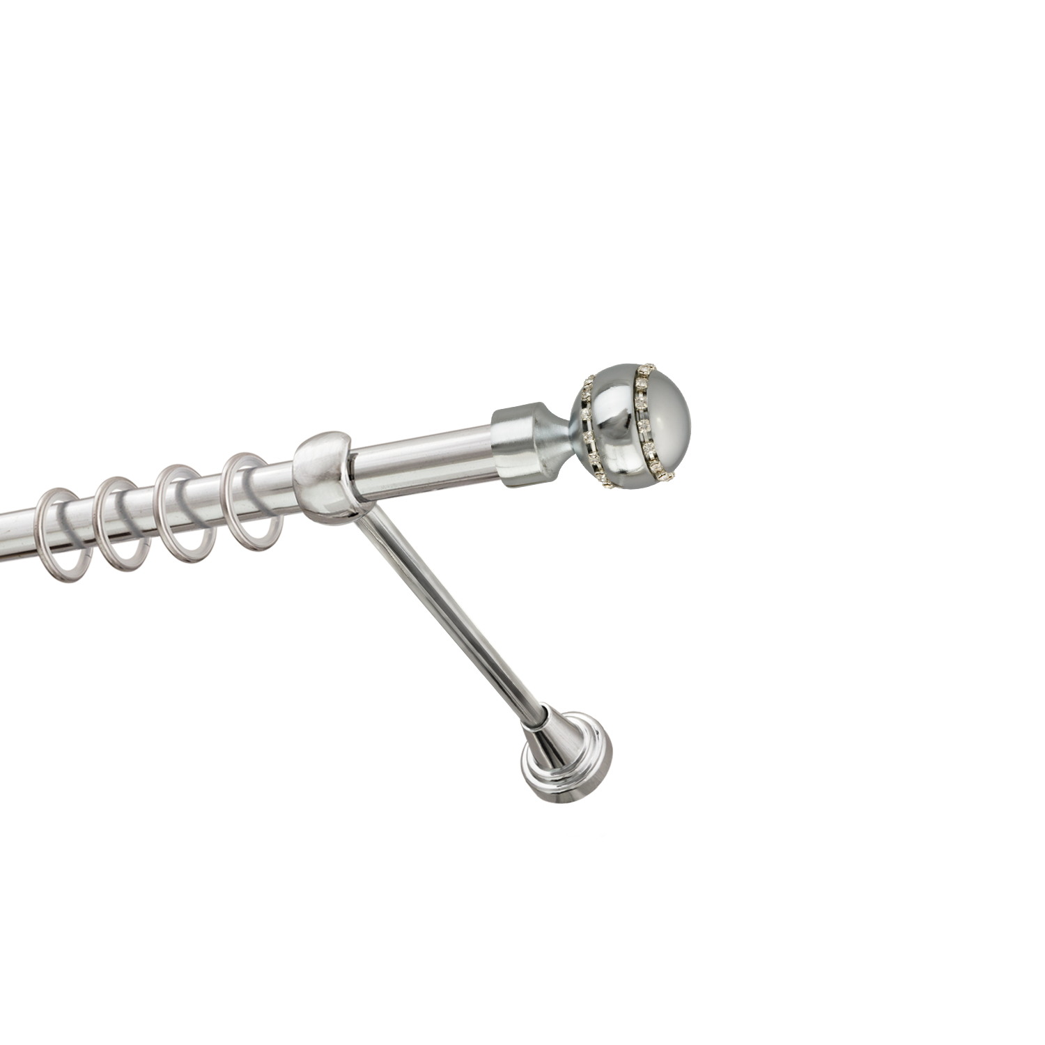 Металлический карниз для штор Модерн, однорядный 16 мм, серебро, гладкая штанга, длина 180 см
