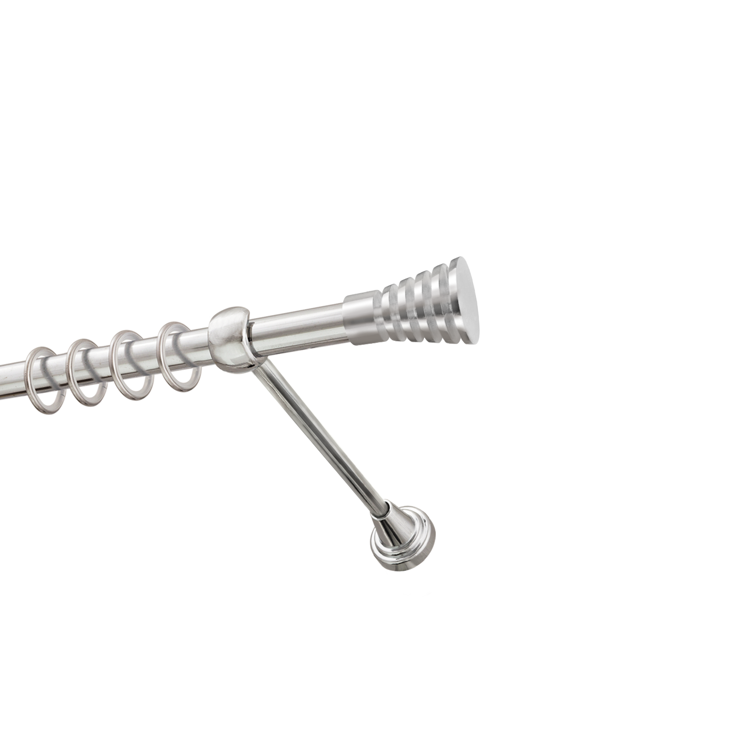 Металлический карниз для штор Верона, однорядный 16 мм, серебро, гладкая штанга, длина 140 см - фото Wikidecor.ru