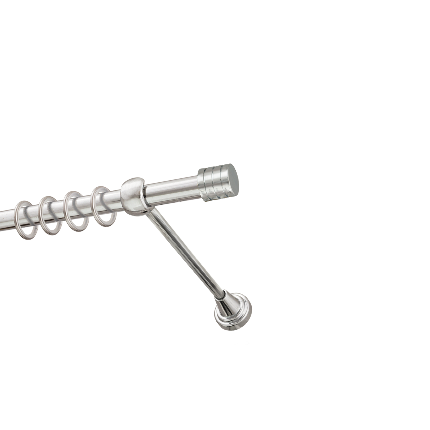 Металлический карниз для штор Подиум, однорядный 16 мм, серебро, гладкая штанга, длина 240 см - фото Wikidecor.ru