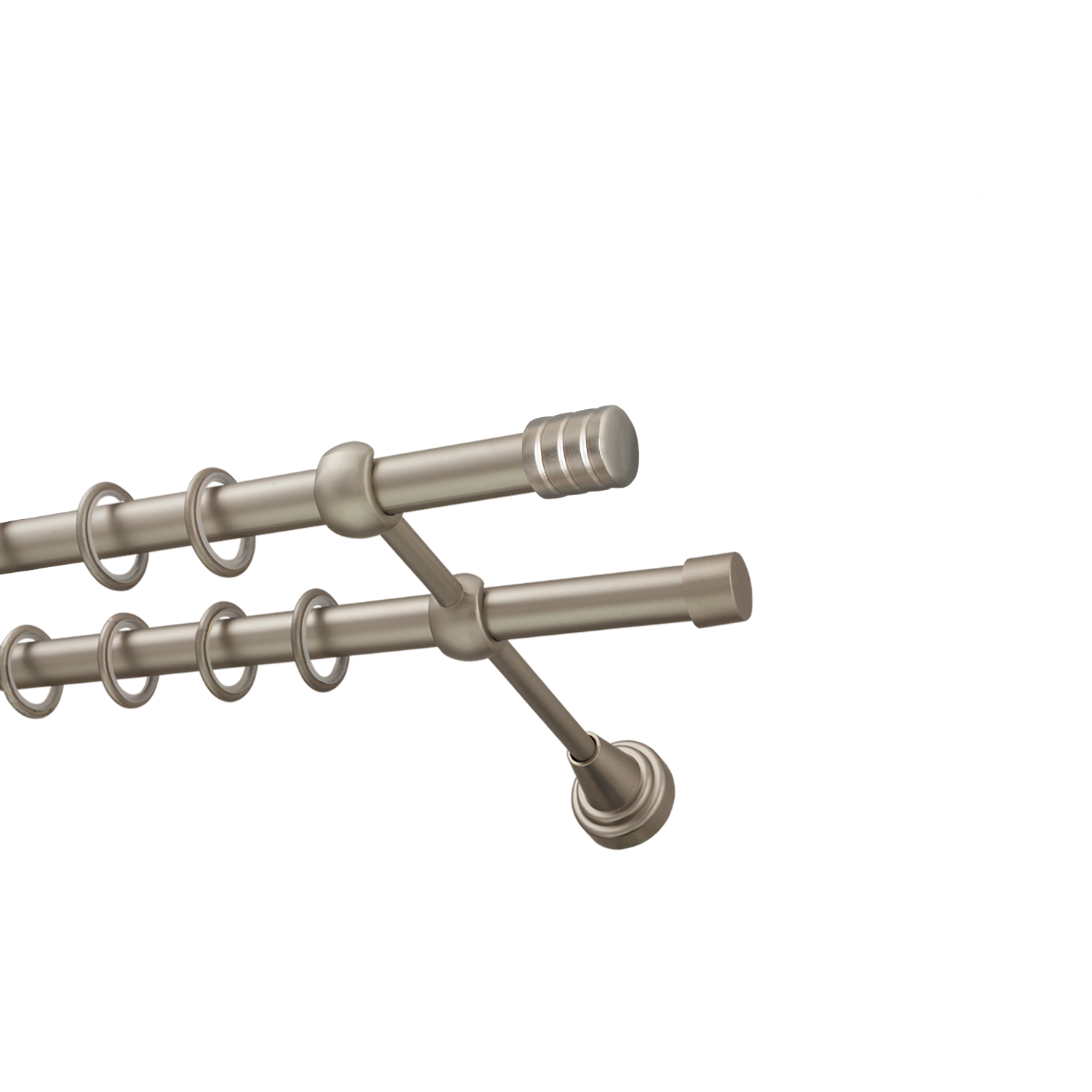 Металлический карниз для штор Подиум, двухрядный 16/16 мм, сталь, гладкая штанга, длина 180 см - фото Wikidecor.ru