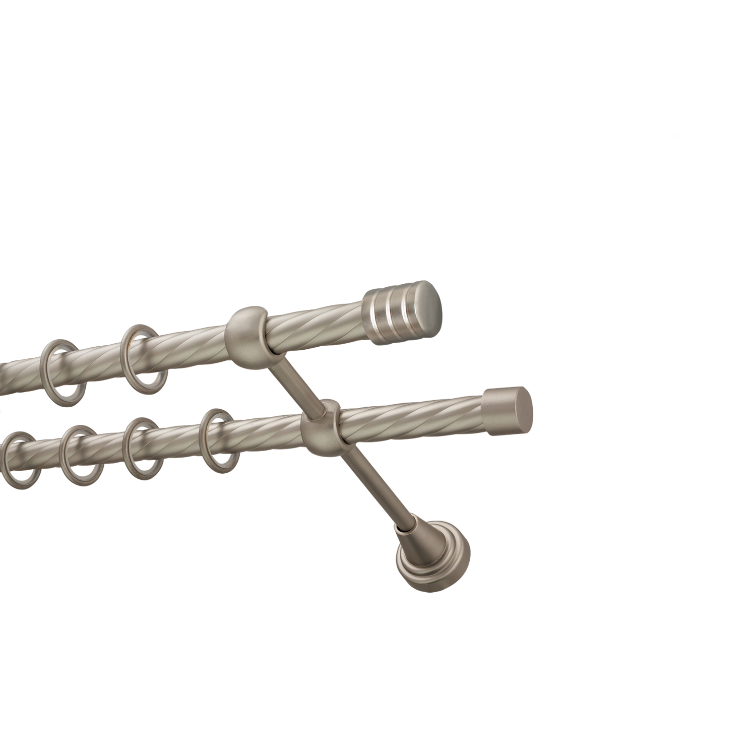 Металлический карниз для штор Подиум, двухрядный 16/16 мм, сталь, витая штанга, длина 180 см - фото Wikidecor.ru