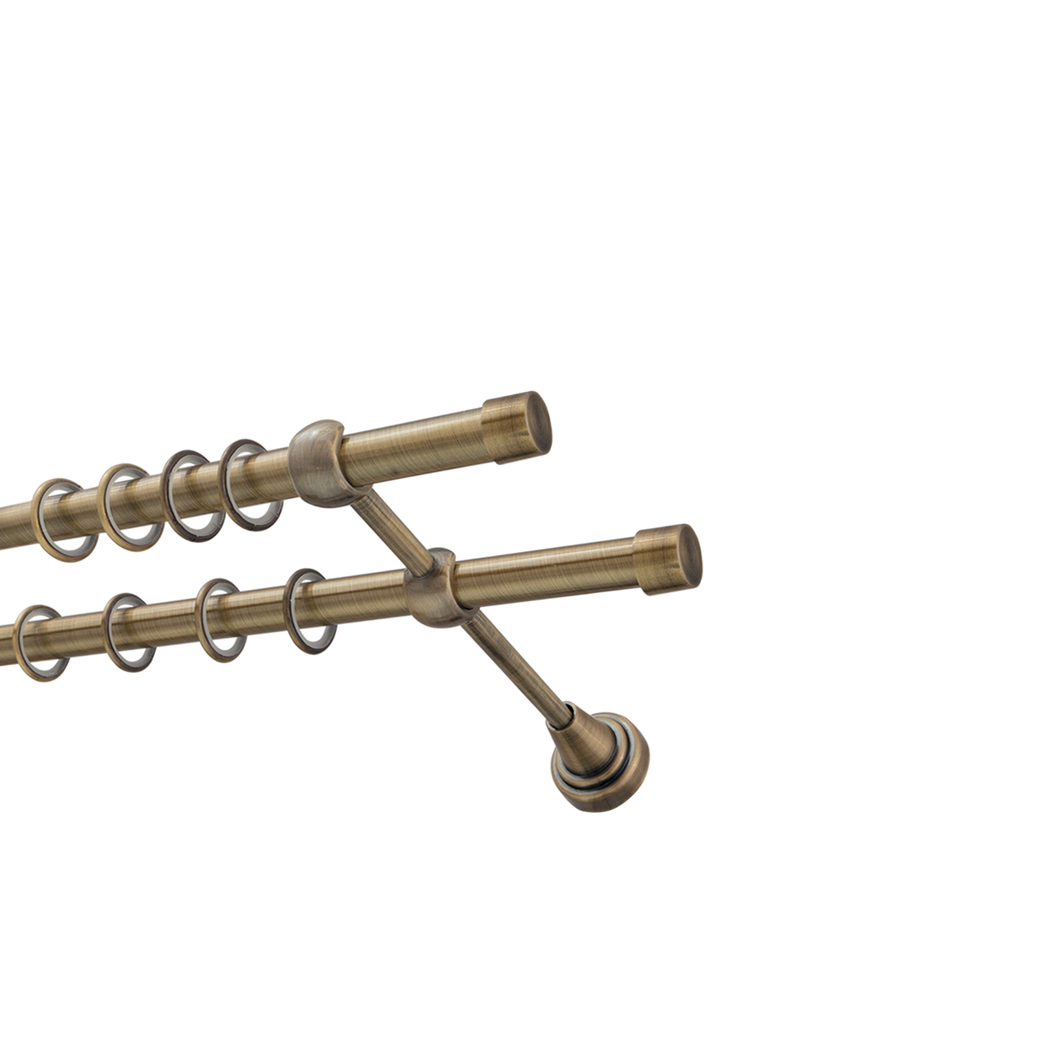 Металлический карниз для штор Заглушка, двухрядный 16/16 мм, бронза, гладкая штанга, длина 300 см - фото Wikidecor.ru