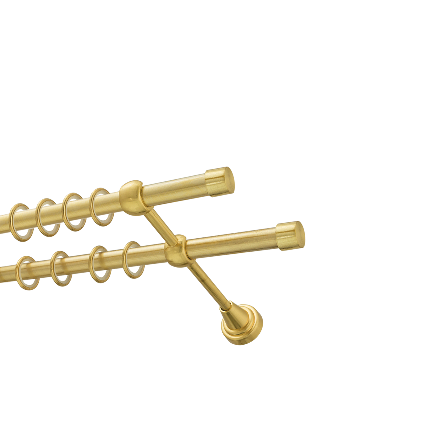 Металлический карниз для штор Заглушка, двухрядный 16/16 мм, золото, гладкая штанга, длина 300 см - фото Wikidecor.ru